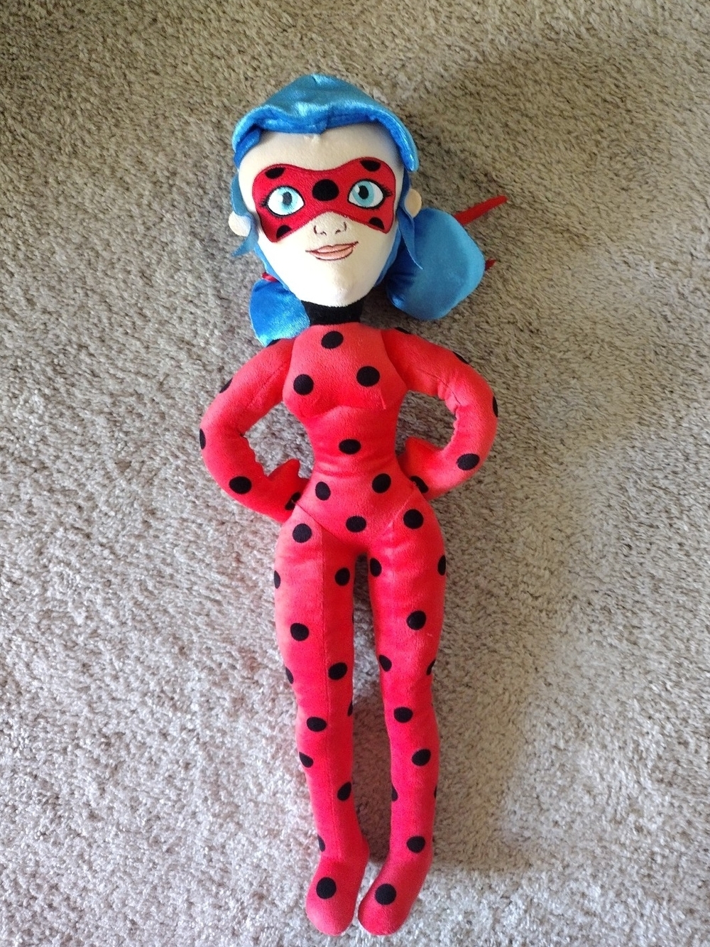 Miraculous Ladybug Polka Dot Plush Doll - Red with Blue Hair